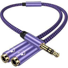 Headphone Splitter,3.5mm Male to Female Hi-Fi Sounds Extension Cable Audio Stereo Cable Dual Headphone Adapter Compatible with for PS4, PS5, Xbox,Switch, PC Gaming Headsets, iPhone, Samsung, Tablet
