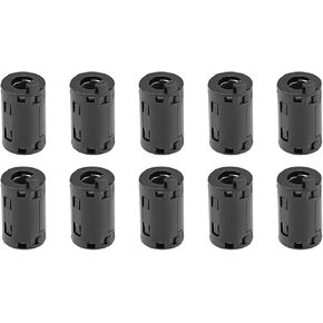 Clip-on Ferrite Ring Core RFI EMI Noise Filter Cable Clip, [for USB/Video Cable Power Cord] - 11mm / Black / 10pcs