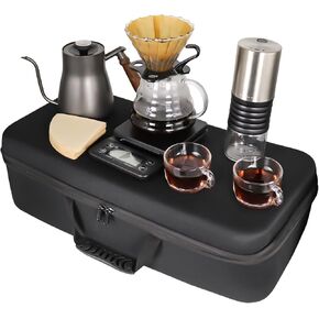 SOTECH Outdoor Coffee Hand Brewing Set Easy Operate Portable Travel Bag With Electric Grinder Hand Brewing Pot 850Ml For Outdoor Camping Rv Hiking Picnic (Coffee Set For 2 Cups)