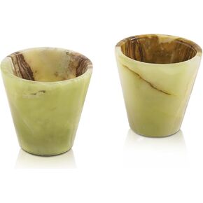 Radicaln Marble Shot Glasses White 2" Inches 1.5 OZ Handmade Small Whiskey Glasses For Bar Set - Tequila Glasses Set of 2 For Drinking Wine, Beer & Vodka, Shot Glasses Set