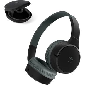 Belkin SoundForm Mini Kids Wireless Headphones with Built in Microphone, On Ear Headsets Girls and Boys for Online Learning, School, Travel Compatible with iPhones, iPads, Galaxy and More - Black