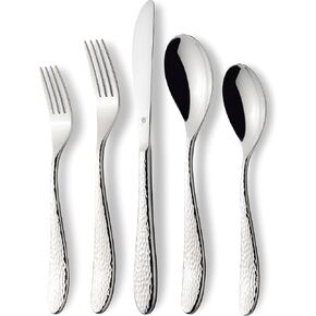 DANIALLI Modern Marettimo Hammered Silverware Set - 18/10 Stainless Steel Flatware for Elegant Dining - Dishwasher Safe Cutlery - Ideal for Home or Restaurant Use (80-Piece)