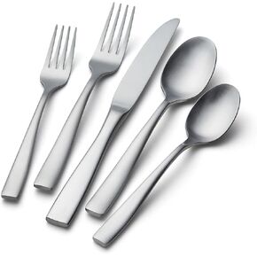 HIKAA 20PCS Extra Thickness Satin Loft Heavy Duty Silverware Set Stainless Steel Flatware Set, Service for 4, Matte Satin Polished Cutlery Set, Dishwasher Safe