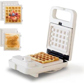 Waffle Sandwich Maker 2 in 1 Grill, Olayks Compact Waffle Makers with Removable Non-Stick Plates, Perfect for Cooking Grilled Cheese, Tuna Melts, Burgers, Steaks and Snacks