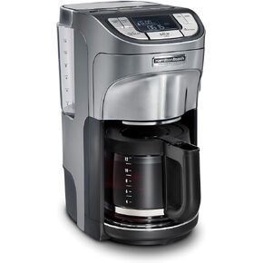 Hamilton Beach Professional Programmable Drip Coffee Maker, 12 Cup Capacity Ergonomic Carafe, 60oz Removable Reservoir, Brushed Metal (49500)