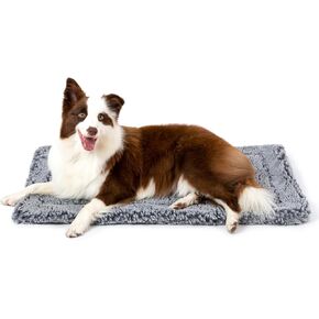 Indestructible Dog Bed - Fluffy Chew Proof Dog Crate Pad - Tough Dog Kennel Pad for Aggressive Chewers - Durable, Washable, Ideal for Large Dog Breeds & Fits 36-Inch Crate - 35"x22", Charcoal