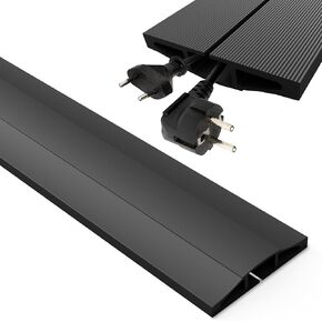 6ft Floor Cord Cover - Heavy Duty Cable Protector, Non-Slip, Easy Cut, Hide Cords, Floor Cable Management for Office, Home, Events - Black