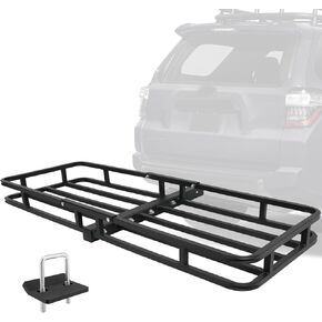 Trailer Hitch Cargo Rack, 53" x 19" Hitch Mount Cargo Carrier with Hitch Tightener for RV Truck SUV Van, 500 lbs. Capacity, 2" Receiver, Black