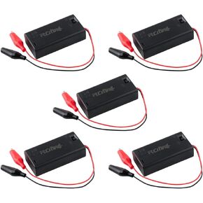 3V Battery Holder with Alligator Clip, 2 X 1.5V AA Battery Case with ON/OFF Switch