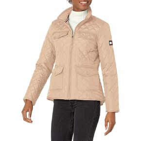 Tommy Hilfiger Women's Classic Quilted Jacket, Khaki, X-Small