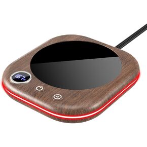 MQUPIN Mug Warmer, Coffee Mug Warmer for Desk- 3 Temp (113℉/131℉/167℉), 4 Hours Auto Off, Candle Warmer Plate with 1-12 Hours Timer, Coffee Accessories Keeping Beverage Warmer(Wood Grain)
