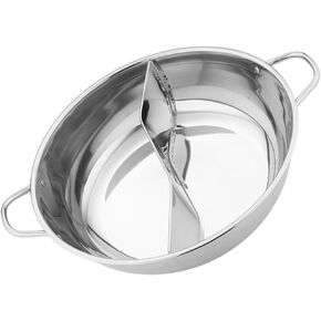 Tofficu Hot Pot with Divider, Stainless Steel 12.6 Inch Divided Hotpot, Hot Pot Pan Hotpot Pot Double Sauce Pot for Induction Cooktop Gas Stove