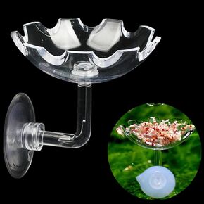 Bilindasly Acrylic Shrimp Feeding Dish Floral Shrimp Bowl Aquarium Transparent Feeder Container with Suction Cup for Aquarium Fish Tank