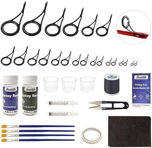 Aventik Fishing Rod Repair Kit, Supplies for Fishing Pole Eyelets Replacement with Kit with Stainless Steel Guides for Spinning/Casting Rods in Saudi Arabia