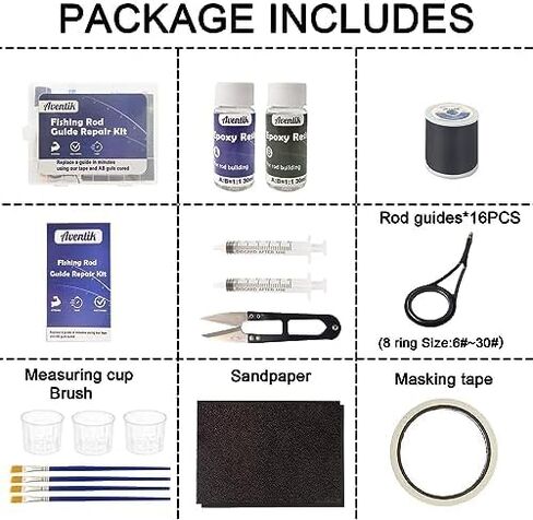 Aventik Fishing Rod Repair Kit, Supplies for Fishing Pole Eyelets Replacement with Kit with Stainless Steel Guides for Spinning/Casting Rods in Saudi Arabia