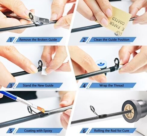 Aventik Fishing Rod Repair Kit, Supplies for Fishing Pole Eyelets Replacement with Kit with Stainless Steel Guides for Spinning/Casting Rods in Saudi Arabia