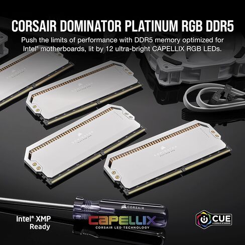 Corsair Dominator Platinum RGB DDR5 64GB (2x32GB) 5200MHz C40 Intel Optimized Desktop Memory (Onboard Voltage Regulation, Patented CORSAIR DHX Cooling, 12 Ultra-Bright CAPELLIX RGB LEDs) Black in Kuwait