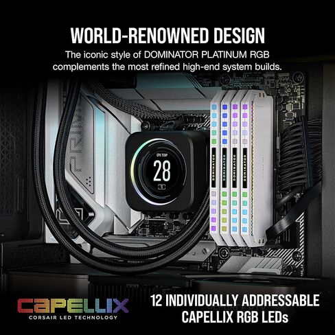 Corsair Dominator Platinum RGB DDR5 64GB (2x32GB) 5200MHz C40 Intel Optimized Desktop Memory (Onboard Voltage Regulation, Patented CORSAIR DHX Cooling, 12 Ultra-Bright CAPELLIX RGB LEDs) Black in Kuwait