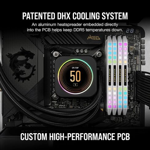 Corsair Dominator Platinum RGB DDR5 64GB (2x32GB) 5200MHz C40 Intel Optimized Desktop Memory (Onboard Voltage Regulation, Patented CORSAIR DHX Cooling, 12 Ultra-Bright CAPELLIX RGB LEDs) Black in Kuwait