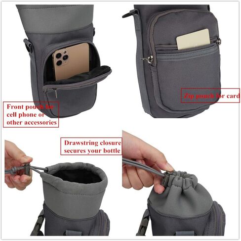 Water Bottle Pouch Multi-Purpose Hydration Waist Carrier Bag with Detachable Handle Strap &Shoulder Strap in Saudi Arabia