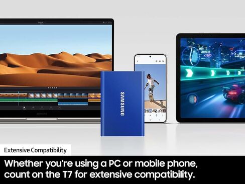سامسونج وسيط تخزين ذو حالة ثابتة خارجي محمول T7 500GB USB 3.2 رمادي (MU-PC500T)، MU-PC500T/AM in Kuwait