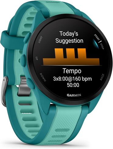 Garmin Forerunner 165 Music GPS Running Smartwatch, Fitness Tracker Smart Watch for Women and Men Bundle with Accessories - Turquoise/Aqua in Saudi Arabia