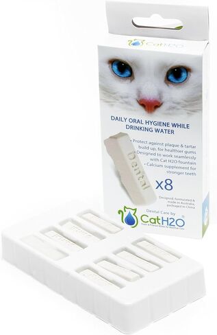 8 قطع للعناية بالأسنان للكلاب H20 والقطط H2O، مناسبة لكل من نافورة المياه للكلاب H2O والقطط H2O، أقراص بيضاء اللون (DH08DC) in Saudi Arabia