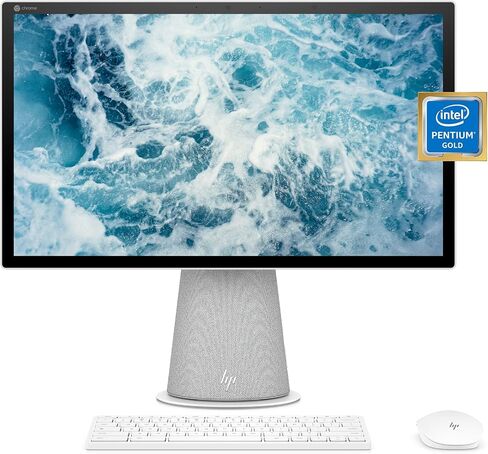 HP Chromebase 21.5" All-in-One Desktop, Intel Pentium Gold 6405U Processor, 4 GB RAM, 64 GB Storage, Rotating Full HD IPS Touchscreen, Chrome OS, Bluetooth Keyboard and Mouse Combo (22-aa0012, 2021) in Saudi Arabia