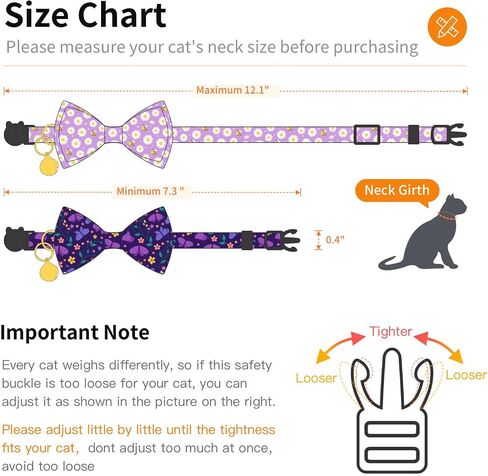 2 Pack Halloween Cat Collar with Bow Tie and Bell for Male Female Cats,Soft Fancy Breakaway Kitty Kitten Collar with Ghost& Pumpkin Patterned Design for Boy Girl Cats. (Purple Ghost&Pumpkin) in Saudi Arabia