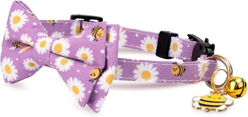 2 Pack Halloween Cat Collar with Bow Tie and Bell for Male Female Cats,Soft Fancy Breakaway Kitty Kitten Collar with Ghost& Pumpkin Patterned Design for Boy Girl Cats. (Purple Ghost&Pumpkin) in Saudi Arabia