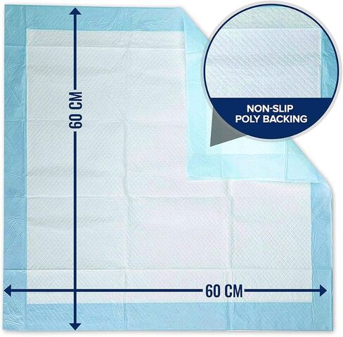 TBM Dog and Puppy Pee Pads 50 Count, 23.6 x 23.6 Inches with Leak-Proof Quick-Dry Design for Potty Training, Premium Absorbency, Large Size Puppy Pads, Blue & White in Saudi Arabia