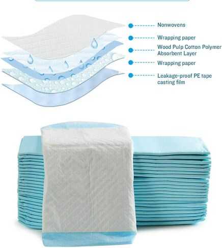 TBM Dog and Puppy Pee Pads 50 Count, 23.6 x 23.6 Inches with Leak-Proof Quick-Dry Design for Potty Training, Premium Absorbency, Large Size Puppy Pads, Blue & White in Saudi Arabia
