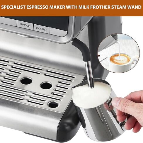 Espresso Machine,Semi Automatic Espresso Machine With Grinder,Specialist Espresso Maker With Milk Frother Steam Wand, 20 Bar Coffee Machine for Home/Cafes/Office/Surpermarket/Restaurants/Bakeries in Saudi Arabia
