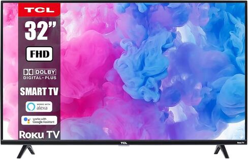 تلفزيون TCL 32 بوصة فئة FHD LED Smart Roku + حامل على الحائط يعمل مع Siri Alexa وHey Google (متجدد) in Saudi Arabia