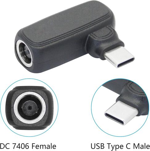 100 واط تيار مستمر 7.4 ملم × 0.6 ملم إلى محول موصل USB من النوع C، 90 درجة DC 7406 أنثى إلى USB C ذكر محول شحن الطاقة، شريحة PD ذكية مدمجة، للهواتف وأجهزة الكمبيوتر المحمولة وأجهزة منفذ USB من النوع C in Kuwait