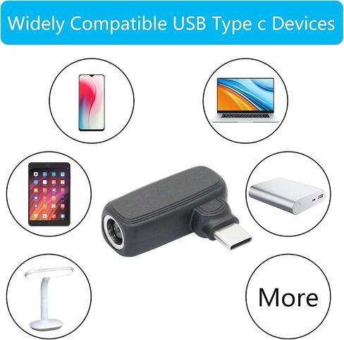 100 واط تيار مستمر 7.4 ملم × 0.6 ملم إلى محول موصل USB من النوع C، 90 درجة DC 7406 أنثى إلى USB C ذكر محول شحن الطاقة، شريحة PD ذكية مدمجة، للهواتف وأجهزة الكمبيوتر المحمولة وأجهزة منفذ USB من النوع C in Kuwait