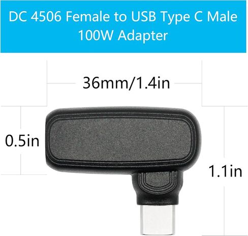 100 واط تيار مستمر 7.4 ملم × 0.6 ملم إلى محول موصل USB من النوع C، 90 درجة DC 7406 أنثى إلى USB C ذكر محول شحن الطاقة، شريحة PD ذكية مدمجة، للهواتف وأجهزة الكمبيوتر المحمولة وأجهزة منفذ USB من النوع C in Kuwait