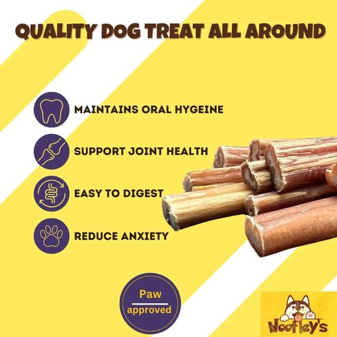 أعواد الفتوة العادية بحجم 4-5 بوصات من Woofley - (20 قطعة) - أعواد الفتوة للكلاب - عصا مضغ للكلاب تدوم طويلاً in Saudi Arabia