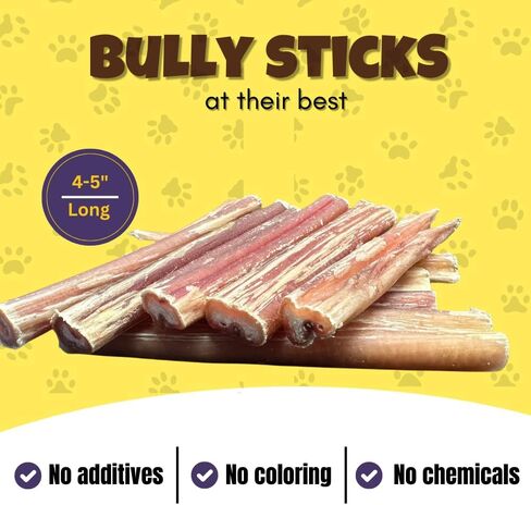 أعواد الفتوة العادية بحجم 4-5 بوصات من Woofley - (20 قطعة) - أعواد الفتوة للكلاب - عصا مضغ للكلاب تدوم طويلاً in Saudi Arabia