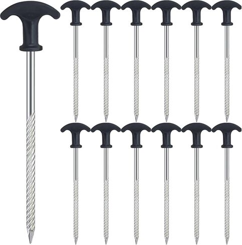 8pcs Heavy Duty Stakes AVOFOREST 8 inch Tent Stakes Portable Camping Stakes for Camping Patio, Garden, Canopies, Grassland, Outdoor Black in Saudi Arabia