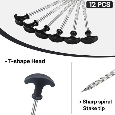 8pcs Heavy Duty Stakes AVOFOREST 8 inch Tent Stakes Portable Camping Stakes for Camping Patio, Garden, Canopies, Grassland, Outdoor Black in Saudi Arabia