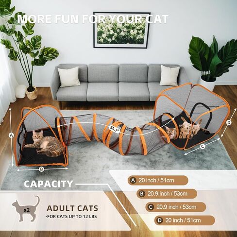 Outdoor Cat Tunnel, Pop Up Cat Tent - Outdoor Cat Playpen, Tents for Small Animals, Provides Double Fun with 2-Way Cat Playpen, Cat Tents for Outside，New in Saudi Arabia
