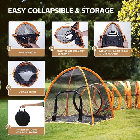 Outdoor Cat Tunnel, Pop Up Cat Tent - Outdoor Cat Playpen, Tents for Small Animals, Provides Double Fun with 2-Way Cat Playpen, Cat Tents for Outside，New in Saudi Arabia