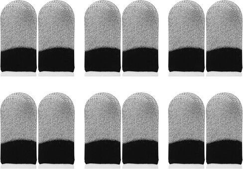 أكمام أصابع الألعاب، 12 قطعة من أكمام الأصابع لألعاب الهاتف المحمول، قفازات ألعاب بأكمام الإبهام للأيدي المتعرقة، مصنوعة من الألياف الفضية، عملية سلسة مضادة للعرق، رفيعة للغاية للألعاب المحمولة أو الأسماك in Kuwait