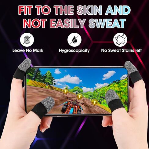 أكمام أصابع الألعاب، 12 قطعة من أكمام الأصابع لألعاب الهاتف المحمول، قفازات ألعاب بأكمام الإبهام للأيدي المتعرقة، مصنوعة من الألياف الفضية، عملية سلسة مضادة للعرق، رفيعة للغاية للألعاب المحمولة أو الأسماك in Kuwait