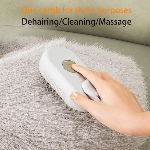 فرشاة بخارية للقطط 3 في 1، فرشاة تنظيف القطط، مشط تدليك الحيوانات الأليفة للقطط والكلاب، فرشاة بخارية لإزالة الشعر المتشابك والفضفاض بمقبض قابل للدوران، أبيض in Saudi Arabia