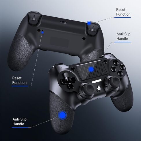 AceGamer Wireless Controller for PS4, Custom Design V2 Gamepad Joystick for PS4 with Non-Slip Grip of Both Sides and 3.5mm Audio Jack! Thumb Caps Included! (Lightning) in Saudi Arabia