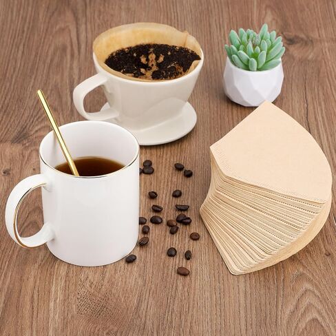 Segarty Pour Over Coffee Maker Set, Single Cup White Ceramic Coffee Dripper, 100 PCS Coffee Filters Size 2, 13oz White and Gold Trim Mug with Spoon and Brush, Pourover Set for Home Office in Saudi Arabia