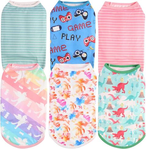 Cute Dog Shirts Clothes, Art Rendering Design,Soft and Comfortable Fabric，Dog Clothes T Shirt Vest Soft for Small Medium Dogs Cats (Artistic rendering-6pcs, 2XL) in Saudi Arabia