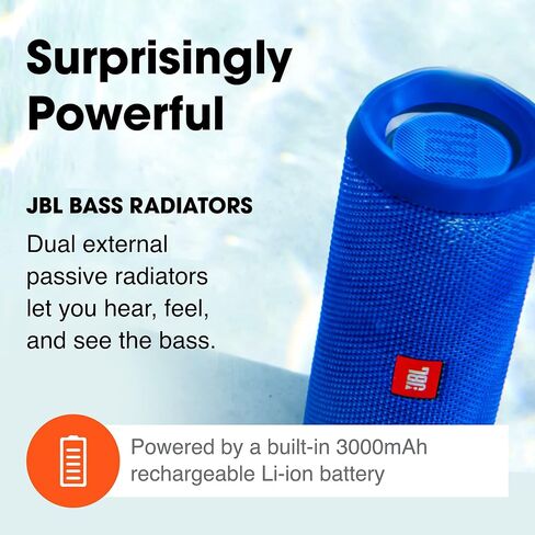 JBL Flip 4 Waterproof Portable Bluetooth Speaker - Blue in Saudi Arabia